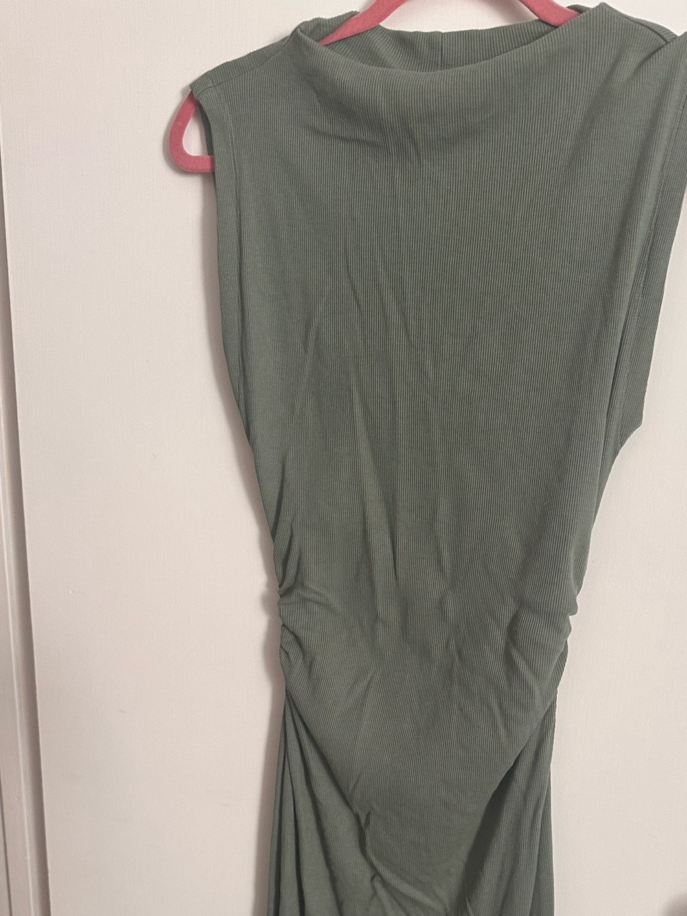 Sleeveless Olive Maxi Dress with Side Ruching